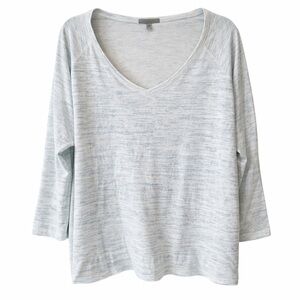 Lisa Todd V-Neck 100% Cotton Lightweight Top Blue White XL